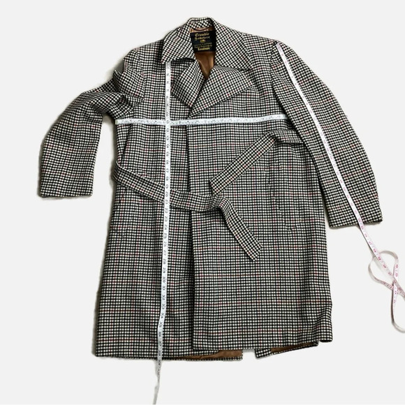 Vintage Crombie Sabelere Men’s Wool Houndstooth Coat Eaton’s Large - Picture 11 of 12